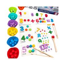 Brinquedo Montessori de Contas com Clipes de Madeira - Classificação e Combinação de Cores