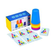 Brinquedo Montessori de Copos Empilháveis Coloridos com Cartões - Desenvolvimento Infantil