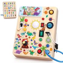 Brinquedo Montessori de dinossauro Iabedi Busy Board de 1 a 3 anos para meninos