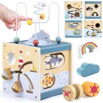 Brinquedo Montessori de madeira Activity Cube Airlab para crianças de 1 a 3 anos Brinquedo Montessori de madeira Activity Cube Airlab para crianças de 1 a 3 anos