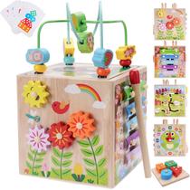 Brinquedo Montessori de madeira Activity Cube KMTJT com mais de 12 meses com jogo