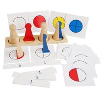 Brinquedo Montessori Fraction Learning de madeira para crianças de 3 a 6 anos