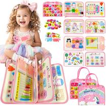 Brinquedo Montessori infantil Busy Board Aurasys de 1 a 4 anos rosa