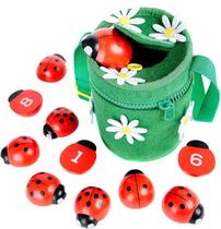 Brinquedo Montessori para contar joaninhas para crianças de madeira