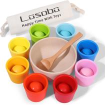 Brinquedo Montessori para Crianças Pequenas Lasoba Bolas Arco-Íris 8pcs 3 anos+ Brinquedo Montessori para Crianças Pequenas Lasoba Bolas Arco-Íris 8pcs 3 anos+