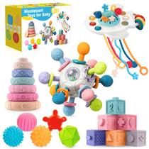 Brinquedo Montessori SpringFlower 0-3-6-12 meses com brinquedo de dentição