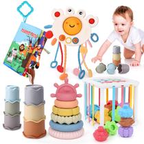 Brinquedo Montessori Uiseba 5 em 1 - Para Bebês Acima de 6 Meses com Livro Sensorial