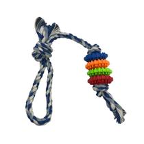 Brinquedo mordedor corda com argolas giratórias para cães