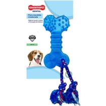 Brinquedo Mordedor de cachorro super resistente Odontopet Osso Flat com corda Aroma de Menta