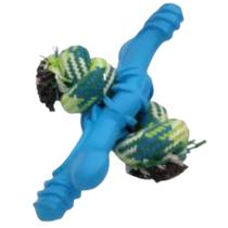 Brinquedo Mordedor Maciço Osso Corda Para Cães 25 Cm Azul