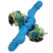 Brinquedo Mordedor Maciço Osso Corda Para Cães 25 Cm Azul