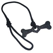 Brinquedo Mordedor Osso Sextavado Preto Corda Cachorro Pet