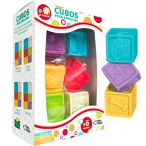 Brinquedo Mordedor para Bebê Cubos de Empilhar Educativo Colorido