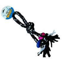 Brinquedo Mordedor para Cachorros Pet Corda Alça e Ponta Dupla Anti Estress 28 cm Rosa e Azul