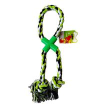 Brinquedo Mordedor para Cachorros Pet Corda Alça e Ponta Dupla Anti Estress 37 cm Verde