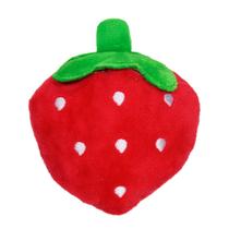 Brinquedo Mordedor Pelúcia Pet Fruta Morango Com Apito 1 Unidade