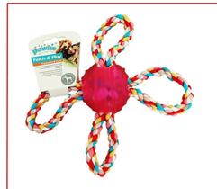 Brinquedo Mordedor pet Bola corda 4 pontas cachorro Pawise