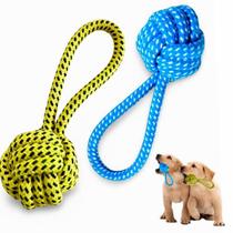 Brinquedo Mordedor Pet Corda Pequena para Cães Cachorros Pequenos Bola Corda com puxador