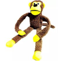 Brinquedo Mordedor Pet Pelúcia 40cm c/ Apito Sonoro Macaco Grande para Cachorro Adulto ou Filhote