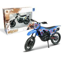 Brinquedo Moto Cross Trilha Racing Azul C Pneus Borracha - ROMA BRINQUEDOS