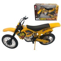 Brinquedo Moto Motocross Amarela Pneus Borracha p/ Coleção