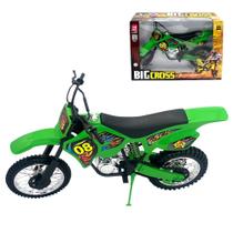 Brinquedo Moto Motocross Verde Pneus Borracha p/ Coleção