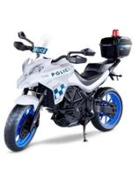 Brinquedo Moto Policia Grande Realista Abre E Fecha Baú