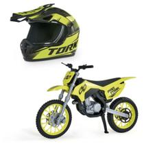 Brinquedo moto protork pro rider cross com capacete - usual
