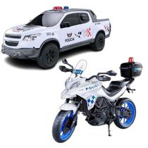 Brinquedo Motocicleta Moto + Carrinho Caminhonete Policia