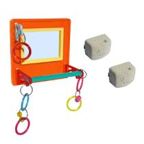 Brinquedo Multiplay Diversão c/ Poleiro Espelho Bird Toy + 2 Bloco Mineral Plus - Passaros Diversos