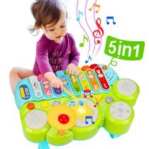 Brinquedo musical AugToy 3 em 1, teclado, xilofone, tambor, 18m+