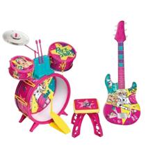 Brinquedo Musical Barbie Fabulosa Bateria E Guitarra Com Função MP3 Player - Fun