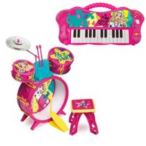 Brinquedo Musical Barbie Fabulosa Bateria E Teclado Com Função MP3 Player - Fun