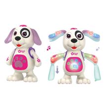 Brinquedo Musical Cachorro Dançarino Som E Luzes Bebê Rosa
