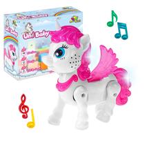 Brinquedo Musical Meninas Pequeno Poney com Asas e Luzes que Anda