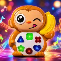 Brinquedo Musical Monkey Teclado Infantil Macaquinho Divertido Interativo para Bebês Emite Luzes e Sons a Pilhas Estimula o Aprendizado Educativo