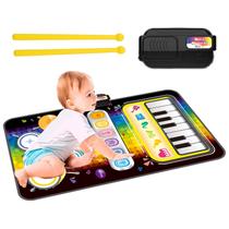 Brinquedo Musical Tapete Infantil Com Teclado Sons De Bateria Função Gravar E Baquetas
