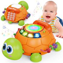 Brinquedo musical Turtle Crawling Baby de 6 a 12 meses com luz e som