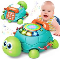 Brinquedo musical Turtle Crawling Baby de 6 a 18 meses com luz e som