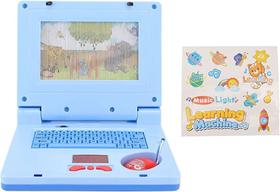 Brinquedo Notebook Azul Com Som e Luzes e cartela de adesivo