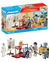 Brinquedo ortopédico Playmobil com escritório, barra de apoio e carrinho estocado