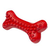 Brinquedo Osso com Relevo Vermelho Sabor Churrasco para Cães - Tam. Único - Hercules