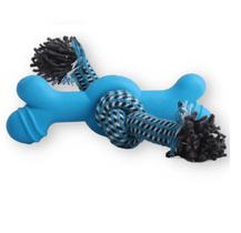 Brinquedo Osso Mordedor com Corda para Cães 18cm Emborrachado