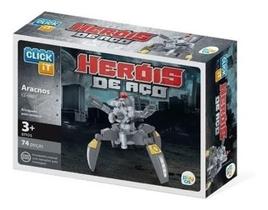 Brinquedo p Montar Heróis Aracno - PlayCis Click It - 74pçs