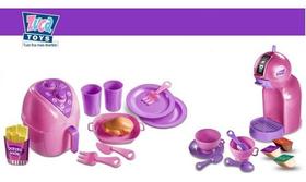Brinquedo Panelinha Air Fryer + Cafeteira Kids Mini Com Acessorios 7645 + 7650