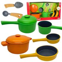 Brinquedo Panelinhas Kit Brink Chef 09 Peças Teflon Kit Cozinha Infantil
