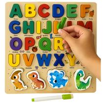 Brinquedo Para Aprender Letras E Números Madeira Animais Mdf
