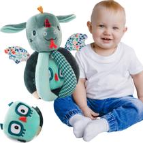 Brinquedo para Bebê Chocalho de Pelucia Joe o Dragão Estimulo Sensorial
