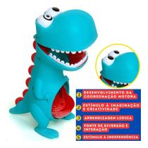 Brinquedo Para Bebê Dinossauro Papa Tudo Com Comidinhas 26cm Didático Abre Barriguinha Mexe Olhos