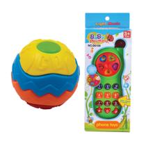 Brinquedo para Bebe Telefone com Luz e Som + Bola Monta Desmonta - Pica Pau